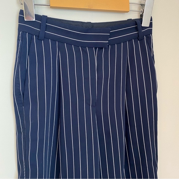 Aritzia BABATON Modesto Navy Stripe Trouser Cropped Dress Pants Ladies 00 Office - Picture 4 of 11